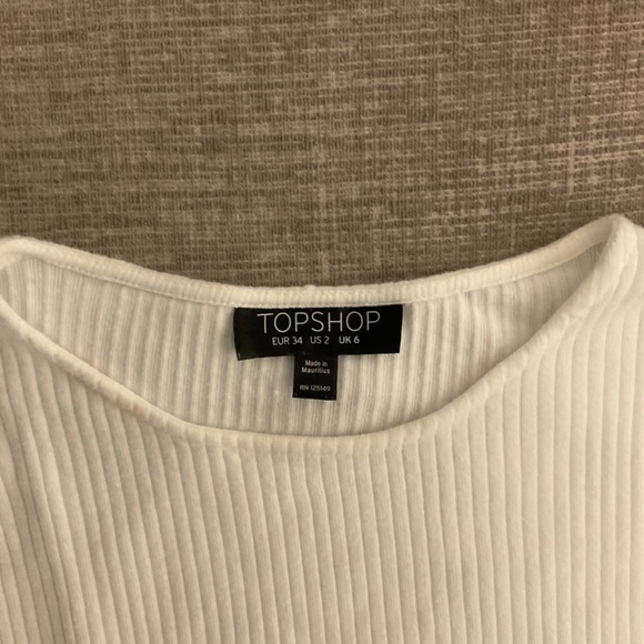Topshop White Ribbed Crop Top - Picture 2 of 4